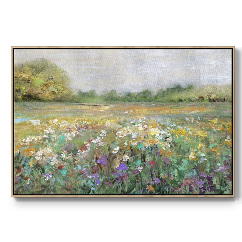 «Country Meadow», reproduction d'art sur toile, H 17 po x l 25 po x P 2 po, Bois naturel