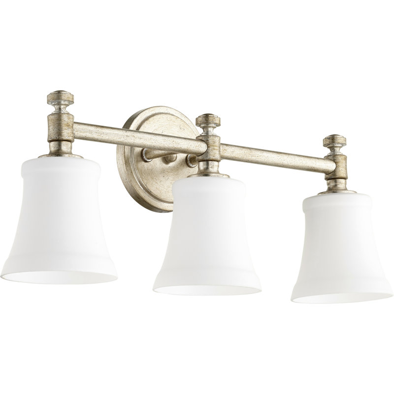 Dekker 3 - Light Dimmable Vanity Light, White, Aged Silver Leaf w/ Satin Opal