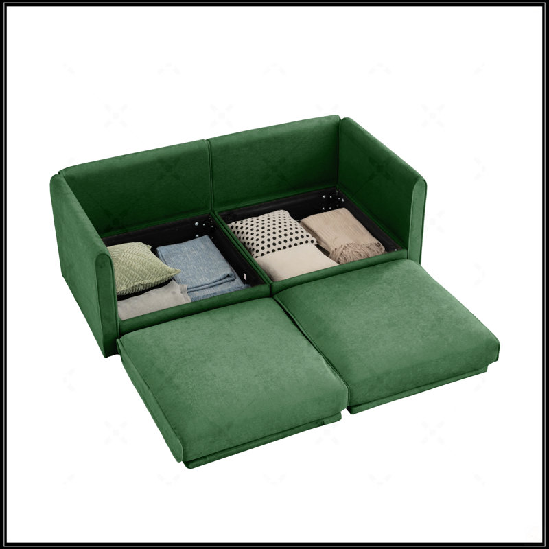 Canapé en chenille 2 places avec siège de rangement, Vert