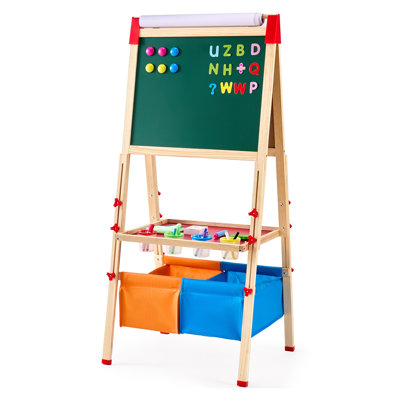 Chevalet d'art en bois pour enfants 3 en 1 avec tableau blanc magnétique et tableau noir