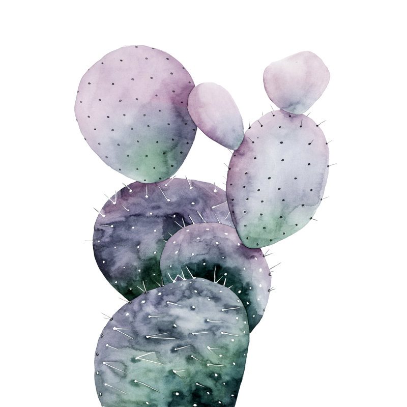 Purple Cactus I by Grace Popp - Painting Print, 122cm H x 81cm W, Black Floater Framed