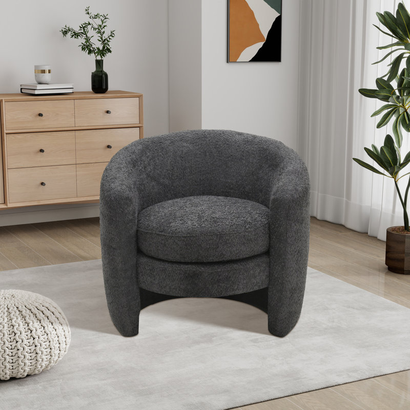 Fauteuil demi-tonneau rembourré 31,48 po, Polyester gris