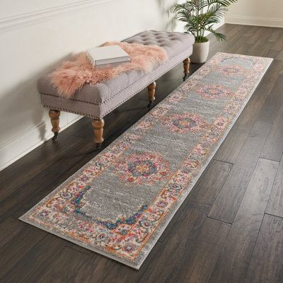 Abbate Oriental Gray/Pink Area Rug