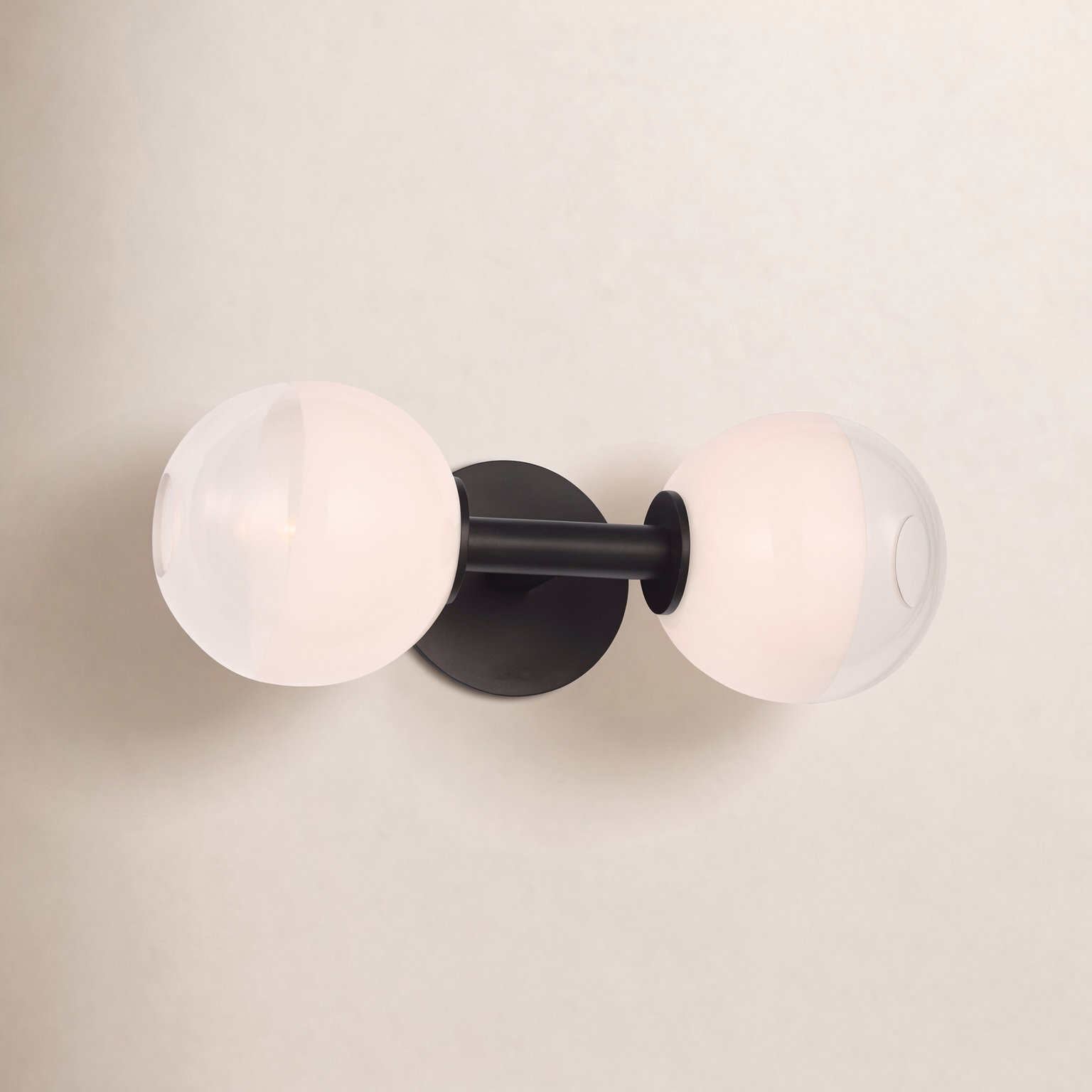 2-Light Glass Vanity Light, Aged Iron