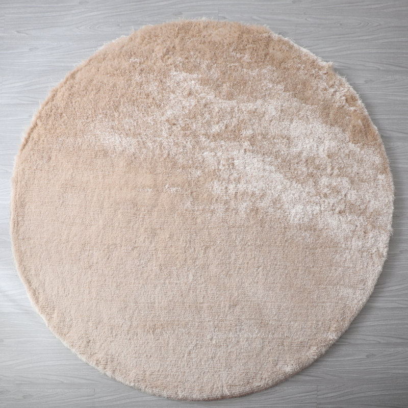 Tapis à poils longs champagne Egbert Collection, Rond 7 pi