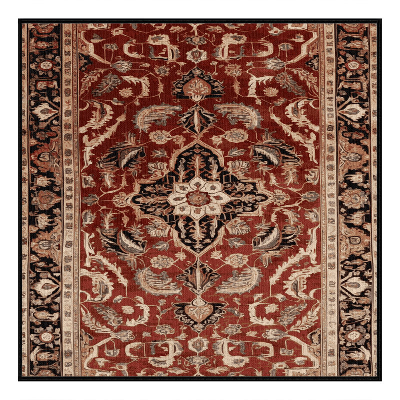 Machine Washable Persian Brown Area Rug, Square 4'
