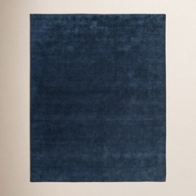 Badin Zayn Handmade Wool/Cotton Navy Area Rug