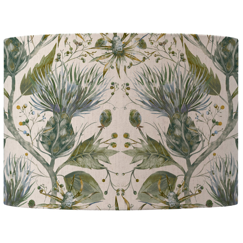 Cotton Drum Lamp Shade, 21cm H x 30cm W x 30cm D, Green