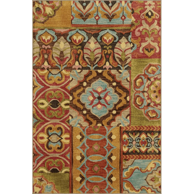 Multicoloured Mixed Motif Ethnic Figure Patterned Vintage Decorative Carpet, Rectangle 2'4" x 4'