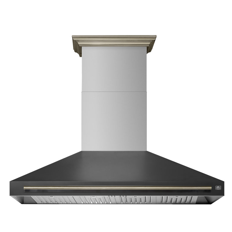 Hotte murale noire Forno Aria de 60 pouces avec moteur 1200 CFM, ventilateur à 4 vitesses, filtre à charbon, Noir