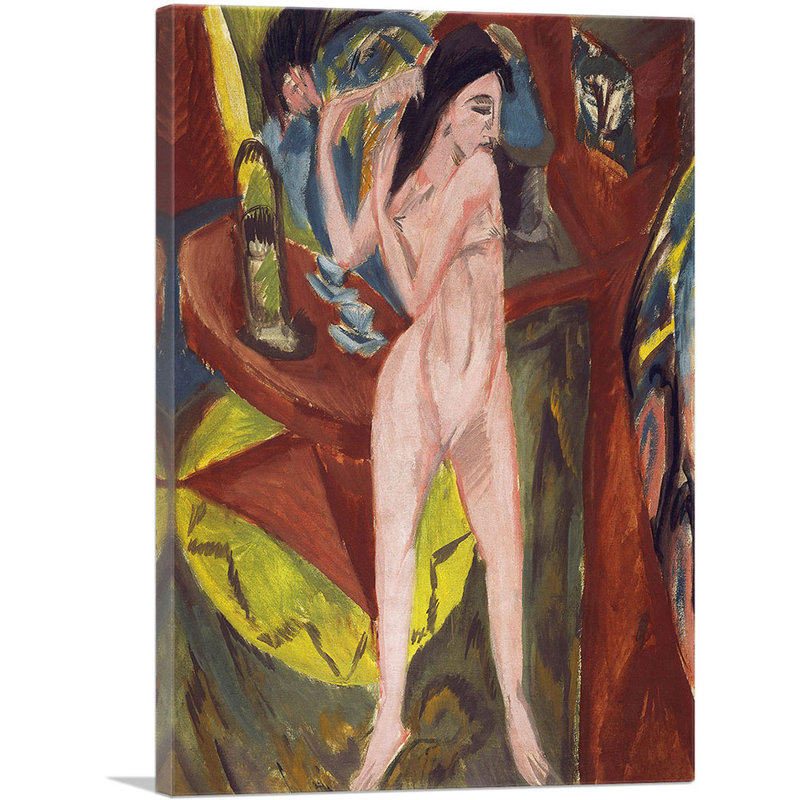 " Nudo Che Si Pettina 1913 " by Ernst Ludwig Kirchner, 40" H x 26" W x 1.5" D