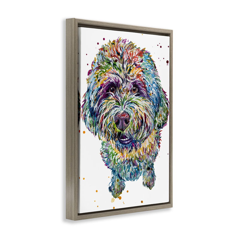 Cadre flottant pour chiot Lagotto Romagnolo, design par Jennifer Seeley, H 31 po x l 21 po, Cadre flottant orme Montalcino