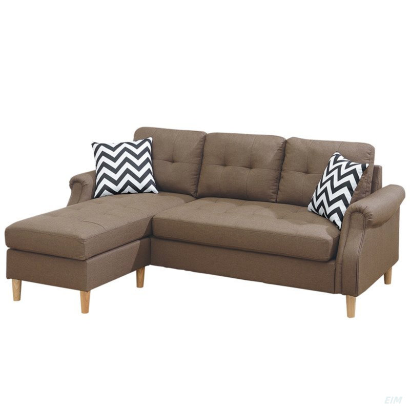 Canapé et méridienne réversible de 87 po de largeur Taelyn, Polyfibre café clair