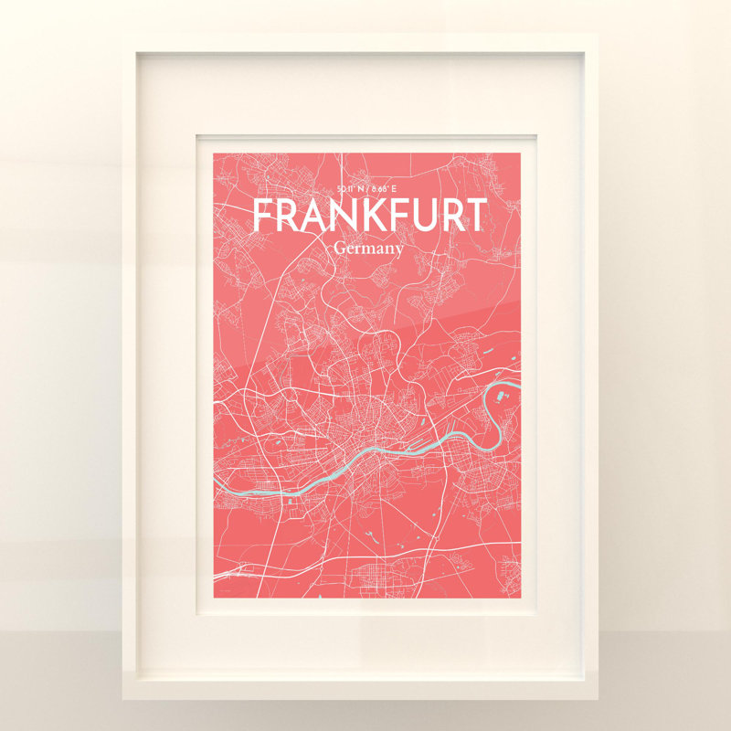 Frankfurt City Map In Maritime - No Frame Print, 24cm H x 18cm W x 0.05cm D