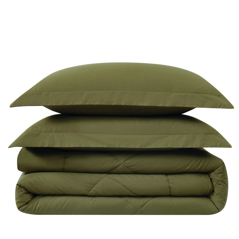 Ensemble d'édredon en coton, Édredon pour lit simple TG + 1 taie décorative, Vert