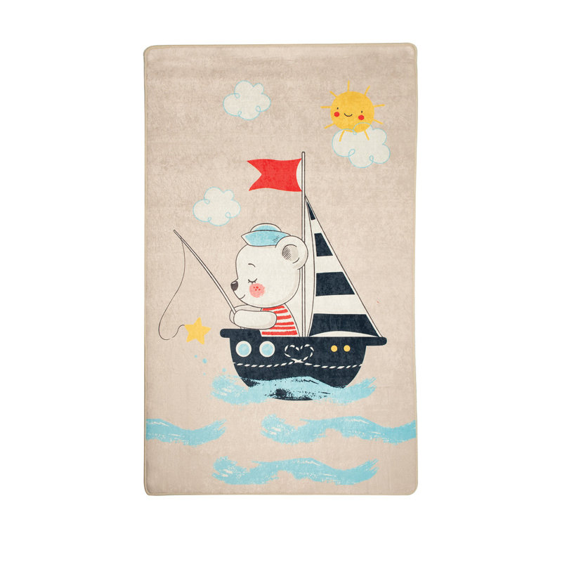 Machine Washable Area Rug, 100% Polyester, 4.6 x 6.2 Feet | Antibacterial, Non-Slip Underside, Pile Height: 0.4 Inches | Durable & Easy Care, Perfect for Living Room, Bedroom, and Dining Areas