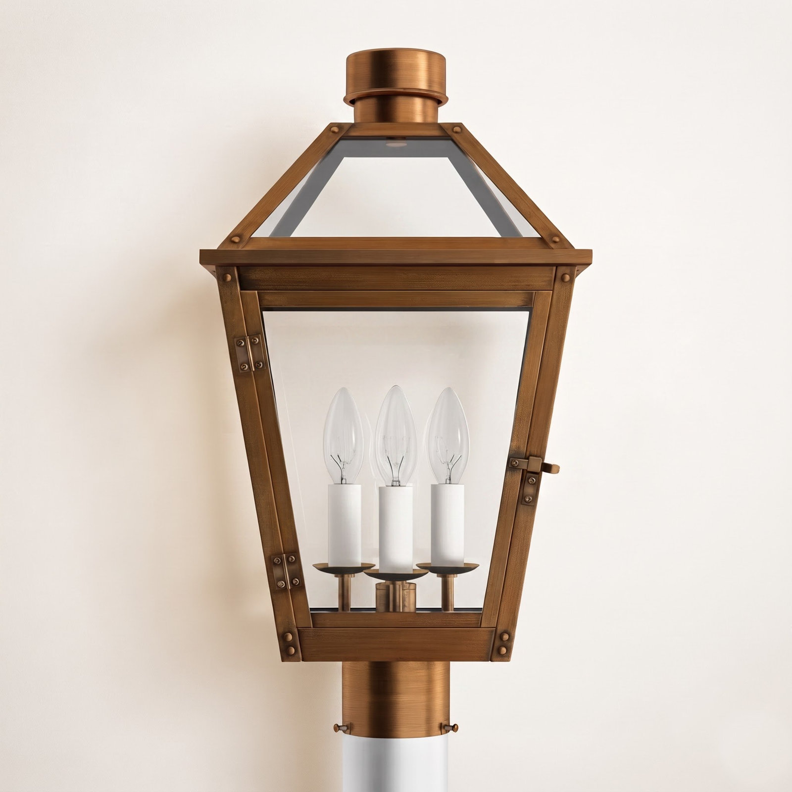 3-Light Composite Outdoor Lantern Head, Natural Copper