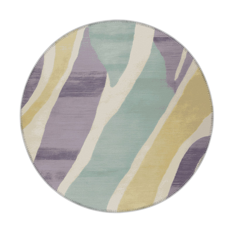 Tapis intérieur et extérieur beige Watercolor, Rond 5 pi