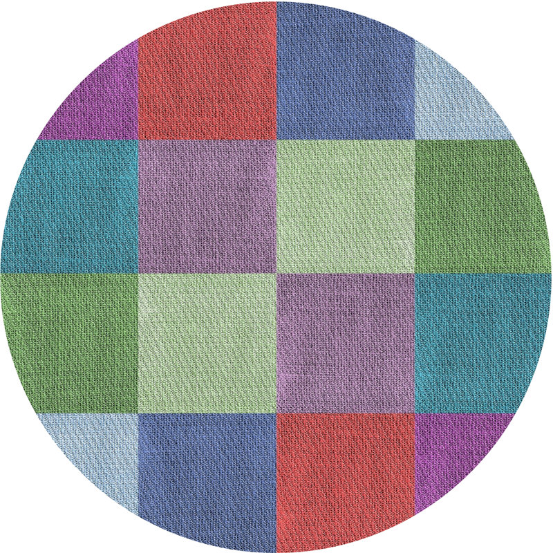 Tapis géométrique rose / vert / orange Khadar, Rond 6 pi