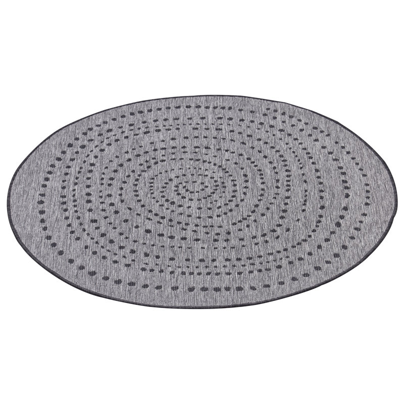 Bali Flatweave Black/White Rug, Round 140cm