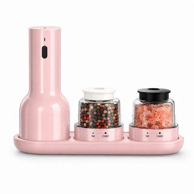 Rechargeable Electric Salt And Pepper Grinder Set With 2 Refillable Glass Shakers, Adjustable Coarseness, One-Hand Operation, Spice Mill For Kitchen, Dining & BBQ