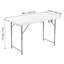 Table de pique-nique portable en plastique de 120 cm avec poignée, idéale pour les pique-niques et les activités de plein air. Capacité : 6 personnes. Trois hauteurs réglables. Surface imperméable à haute densité. Pliable pour utilisation à l’intérieur.