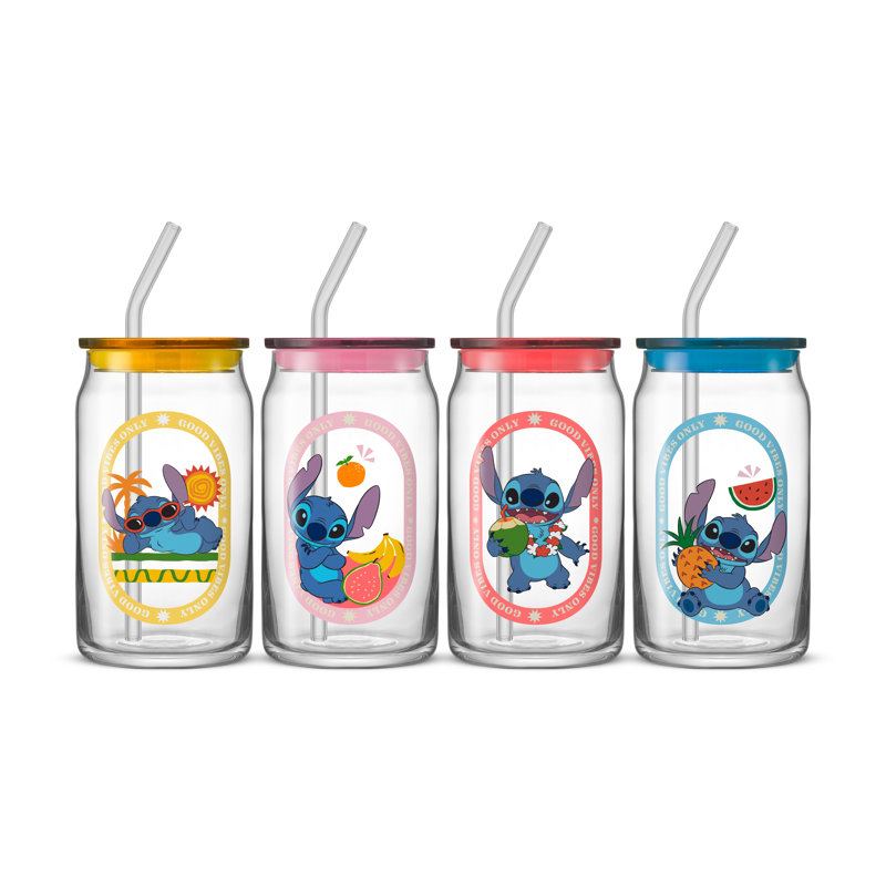 Ensemble de 4 verres Lilo & Stitch Island Vibes Can, 16 oz