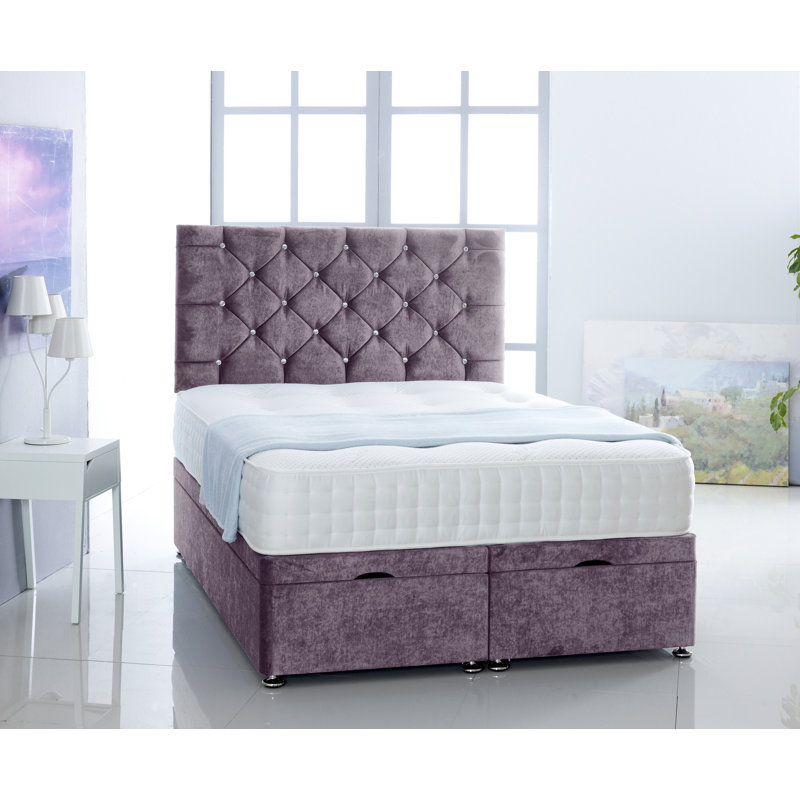 Ted Upholstered Ottoman Storage Bed, Double (4'6), Lilac