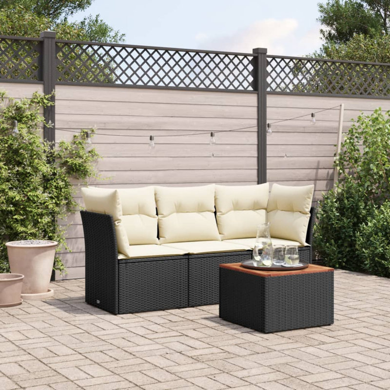 Vidaxl Garden Sofa Set Black And Cream White, Cream White, Black