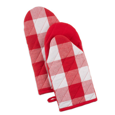 Gracie Oaks Wolsingham Gingham Cotton Oven Mitt Set