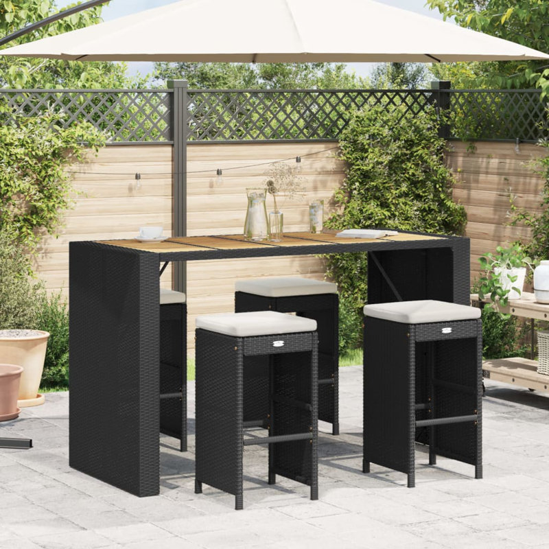  Ensemble de 4 tabourets de jardin Garden, noir, crème, Noir