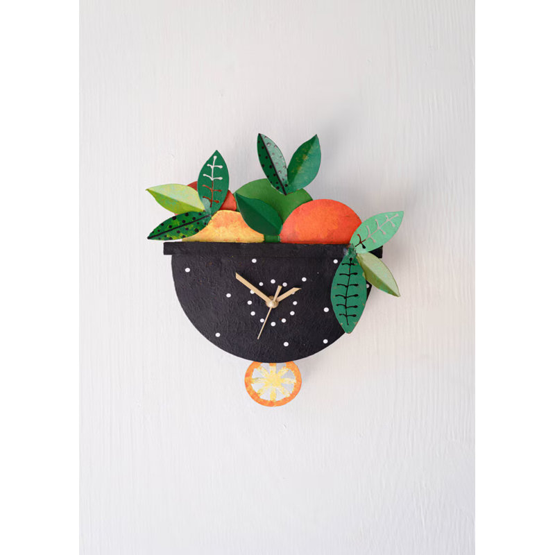  Ensemble de 2 horloges de cuisine peintes à la main H 11 po - multicolore en métal et plastique
