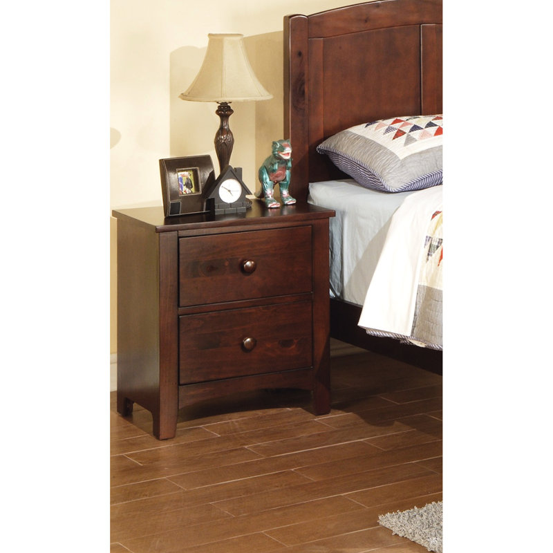 Dark Oak Finish Bedroom Storage - 2 Drawers Nightstand, Modern Style Cabinet With Finish, Brown Colour Mix, Brown Mix