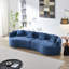 Canapé incurvé en chenille avec mousse haute densité et sans assemblage, idéal pour les espaces de vie compacts (bleu)-2141740825