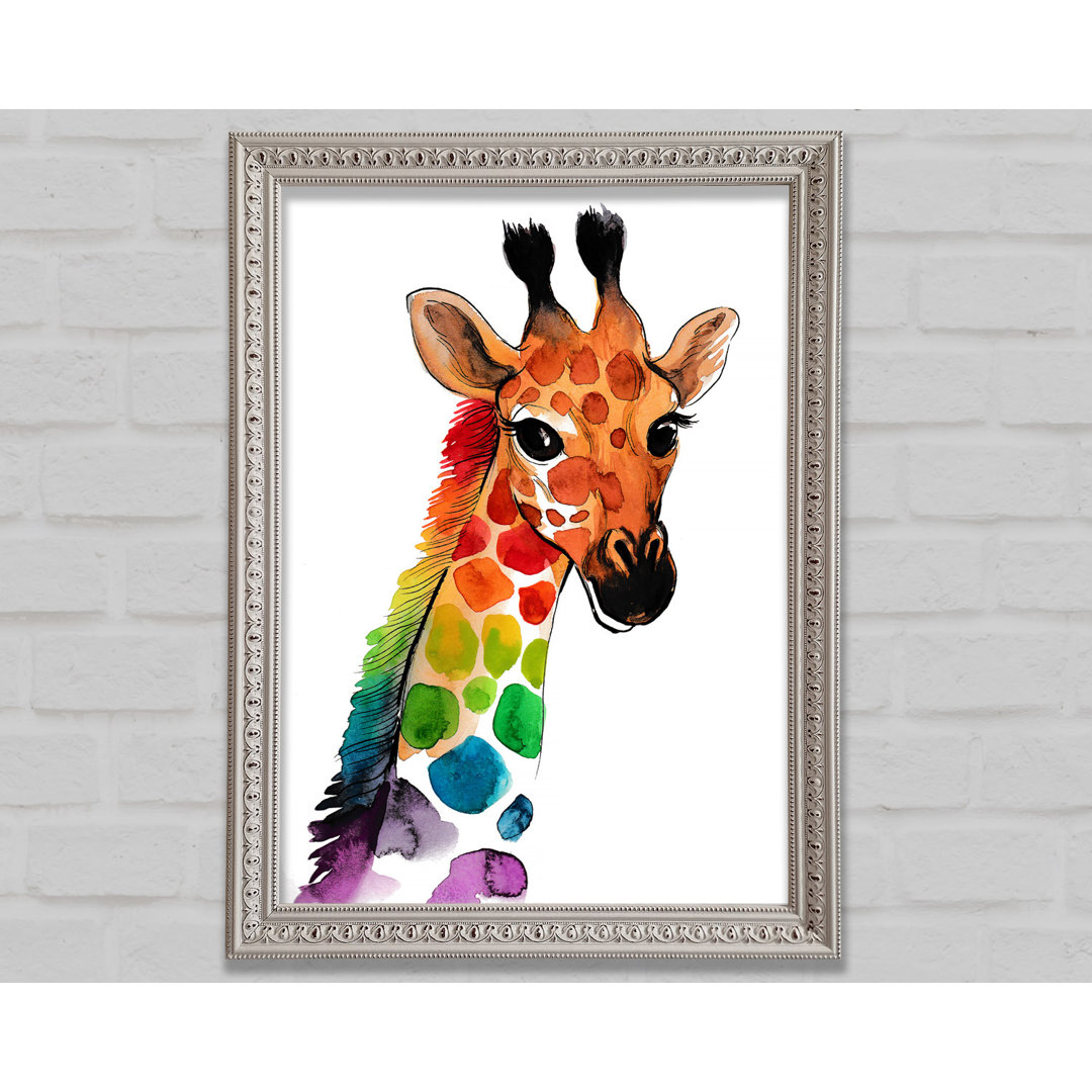 Regenbogen Giraffe - Einzelner Bilderrahmen Kunstdrucke