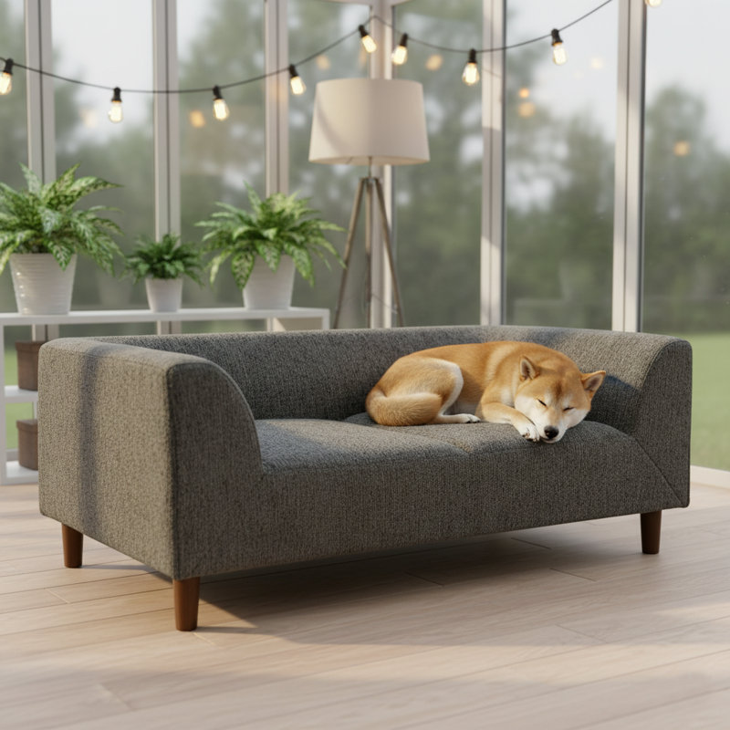 Lit pour chien rectangulaire pour chien, canapé confortable pour chien, Gris foncé