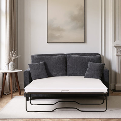 Canapé-lit, canapé-lit avec matelas, canapé-lit modulaire à 2 places de 81,5 po, canapé convertible en lin moderne, mobilier de salon pour petits espaces, appartement, studio, gris foncé