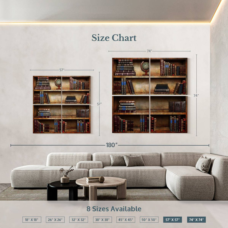 Kerner Ancient Bookshelf, 74" H x 74" W