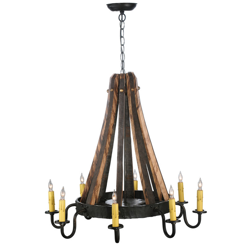 Rustic Elegance 8-Light Bronze Wagon Wheel Chandelier with Ivory Accents