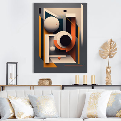 Minimal rétro géométrie sur fond gris foncé - art mural moderne sur toile géométrique