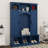 Hall Tree With Bench And Shoe Storage, Hall Tree With Adjustable Shelves, Arched Storage Bench With Cabinets, 7 Hooks-1654547610