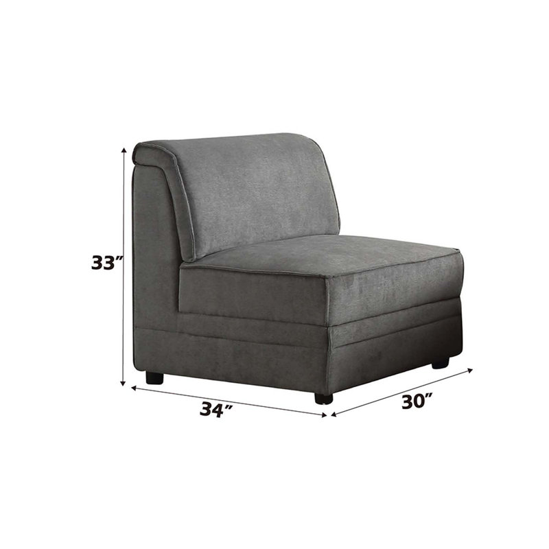 Fauteuil modulaire Bois, velours gris