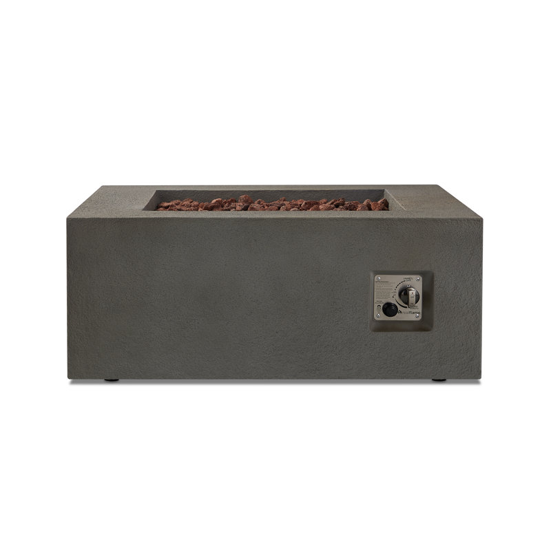 BALTIC Concrete Fire Pit Table with Lid, Glacier Gray, Propane, 15.75" H x 50.5" W x 32.5" D