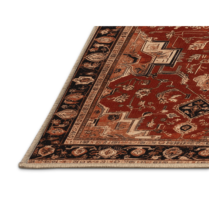 Machine Washable Persian Brown Area Rug, Rectangle 5' x 8'