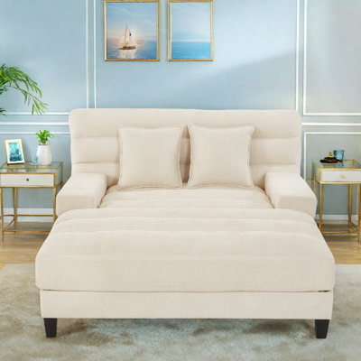 Modern Chenille Upholstered Chaise Lounge With Adjustable Backrest And Led Light Strip by Ivy Bronx