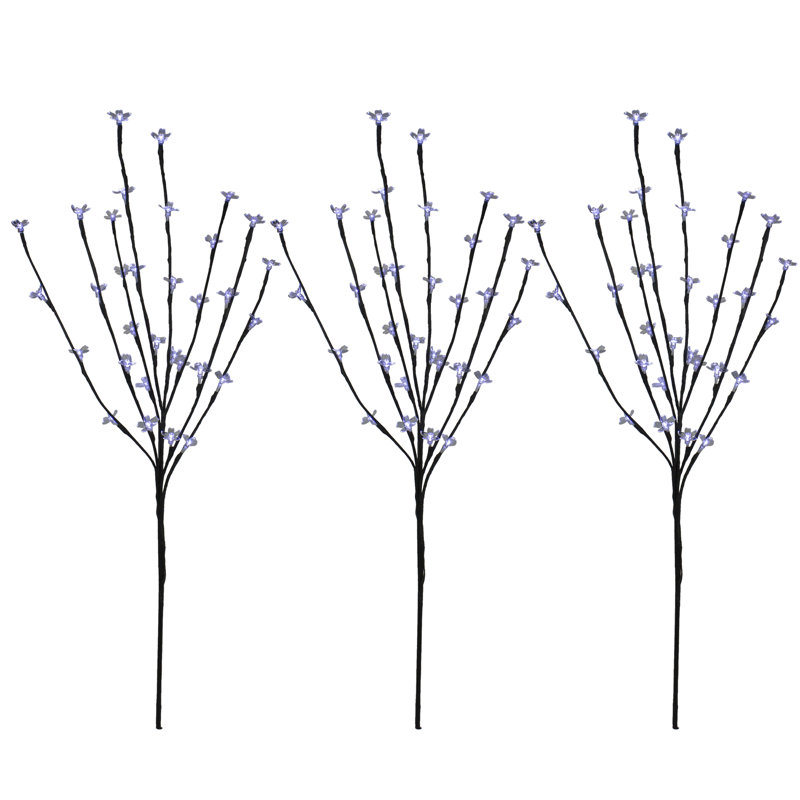 Branches d'arbres artificiels pré-éclairées 2,5 pi - lumières DEL, Blanc pur, 72