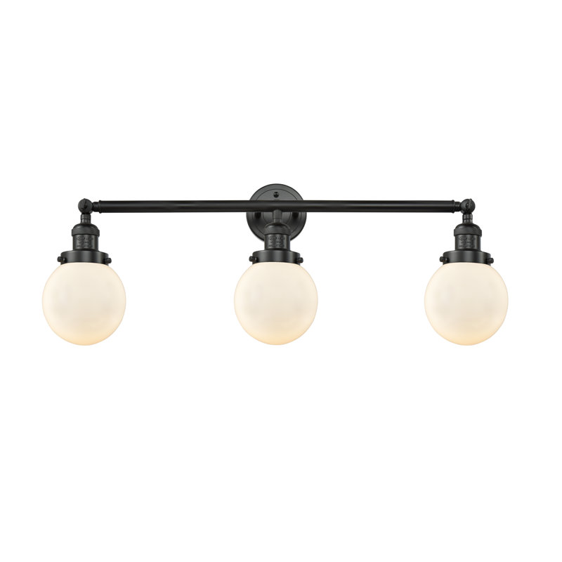 Clementina 3 - Light Dimmable Vanity Light, Matte White, 6 Watt Vinage LED Bulb, Antique Copper