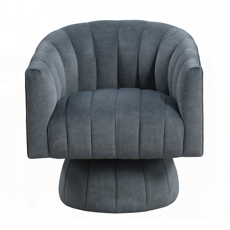 Fauteuil demi-tonneau en velours, Gris foncé