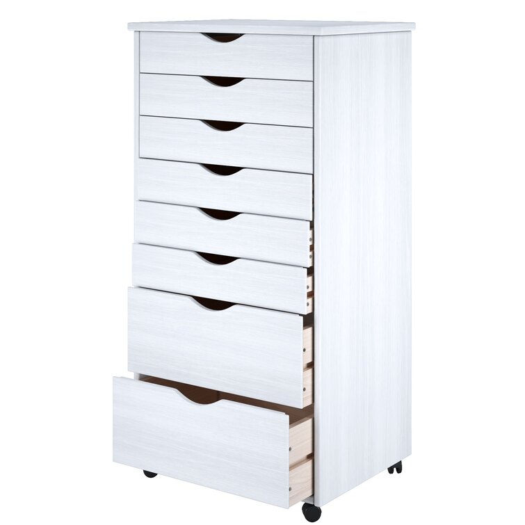 Rebrilliant Castaneda 8 Drawer Rolling Storage Chest, White