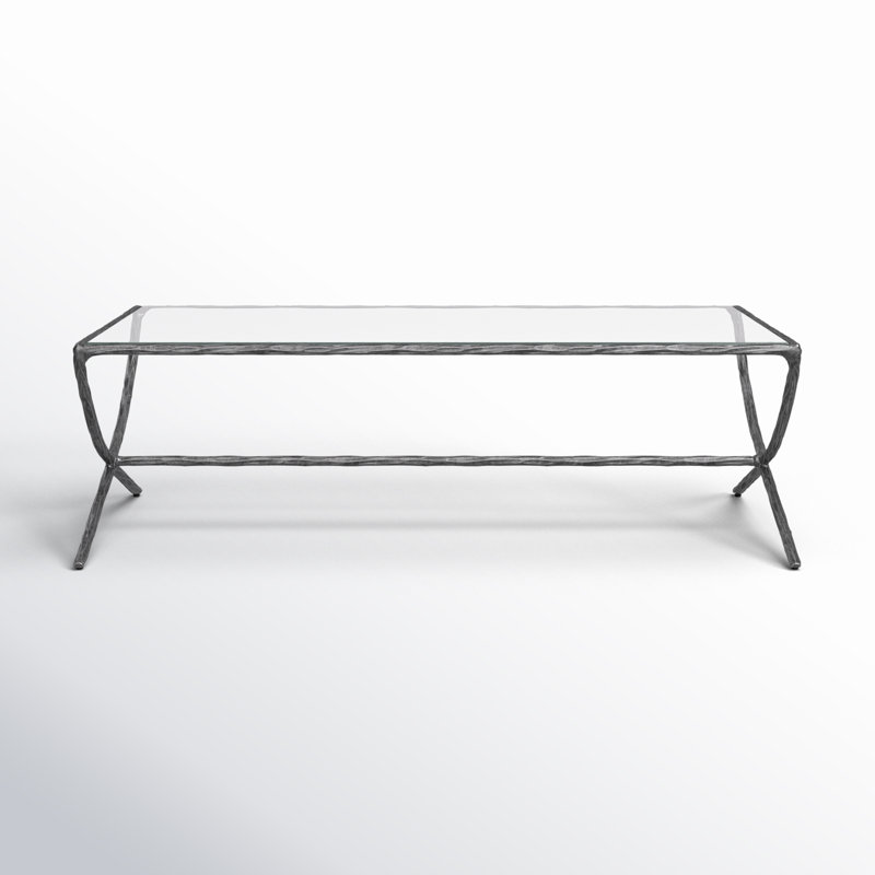 Evelynn Glass Top Coffee Table, Silver